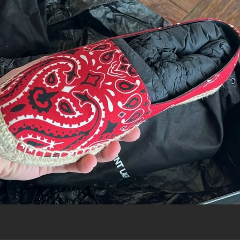 Red paisley Saint Laurent espadrilles 37 1/2 - Picture 6 of 8